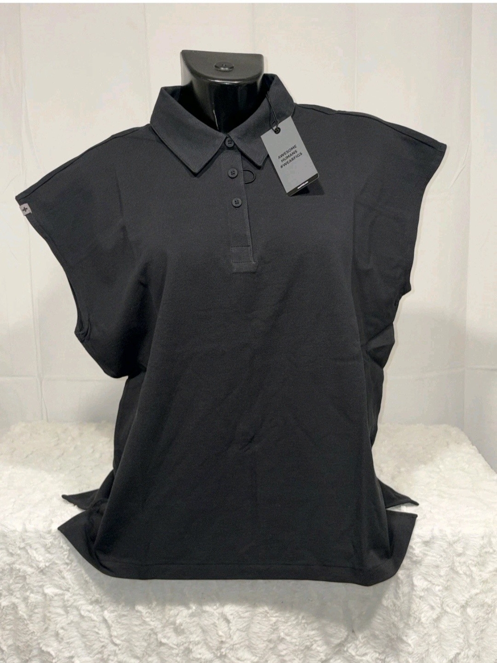 FIGSPRO Women's Technical Piqué Ella Scrub Polo In Black-NWT-Size Medium